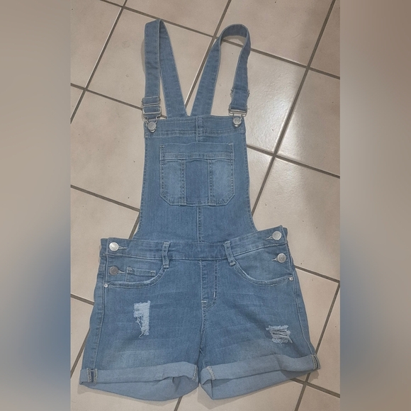 Ardene Blue Distressed Denim Overalls Relaxed Fit - Picture 4 of 8